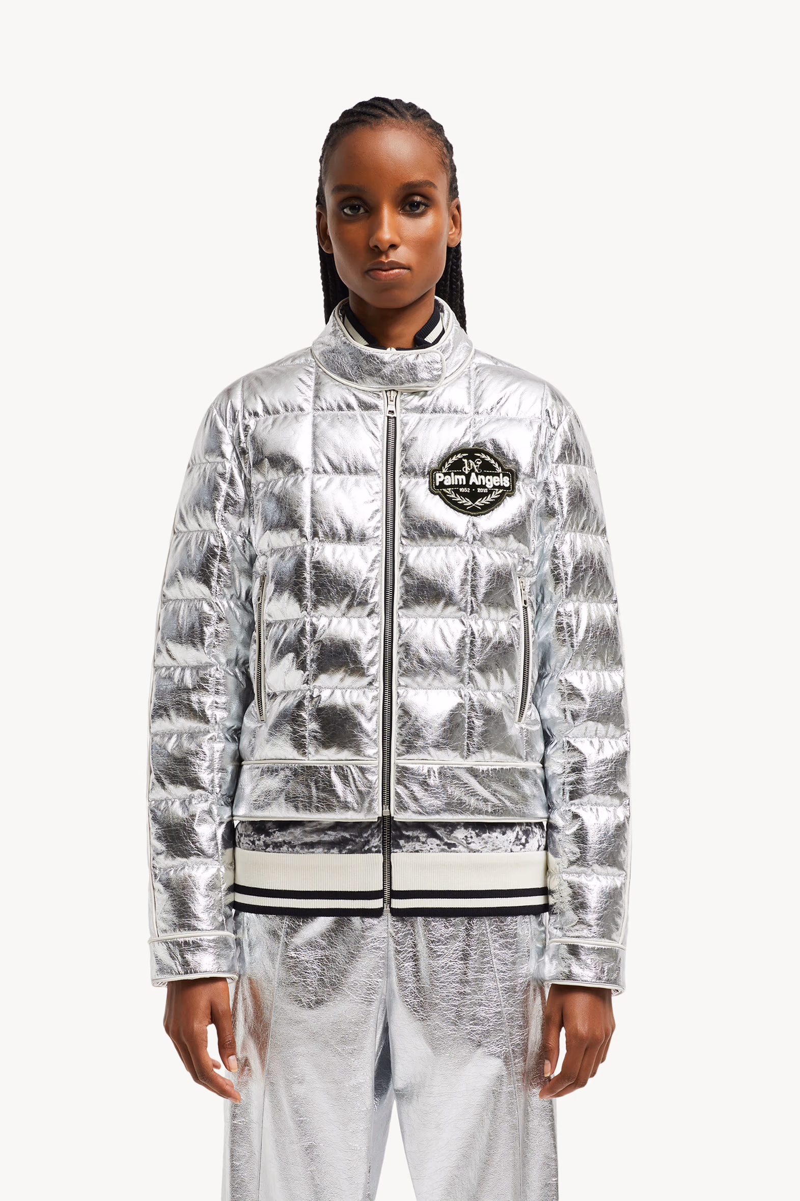Moncler x Palm Angels Flykra Short Down Jacket Women Silver Moncler 3